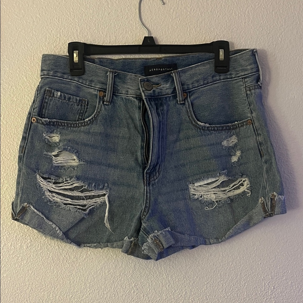 Aeropostale Distressed Blue Jean Shorts
